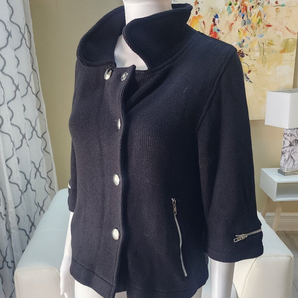 525 AMERICA Women's Short Coat Stylish Zippered Pockets & Sleeves - Size M